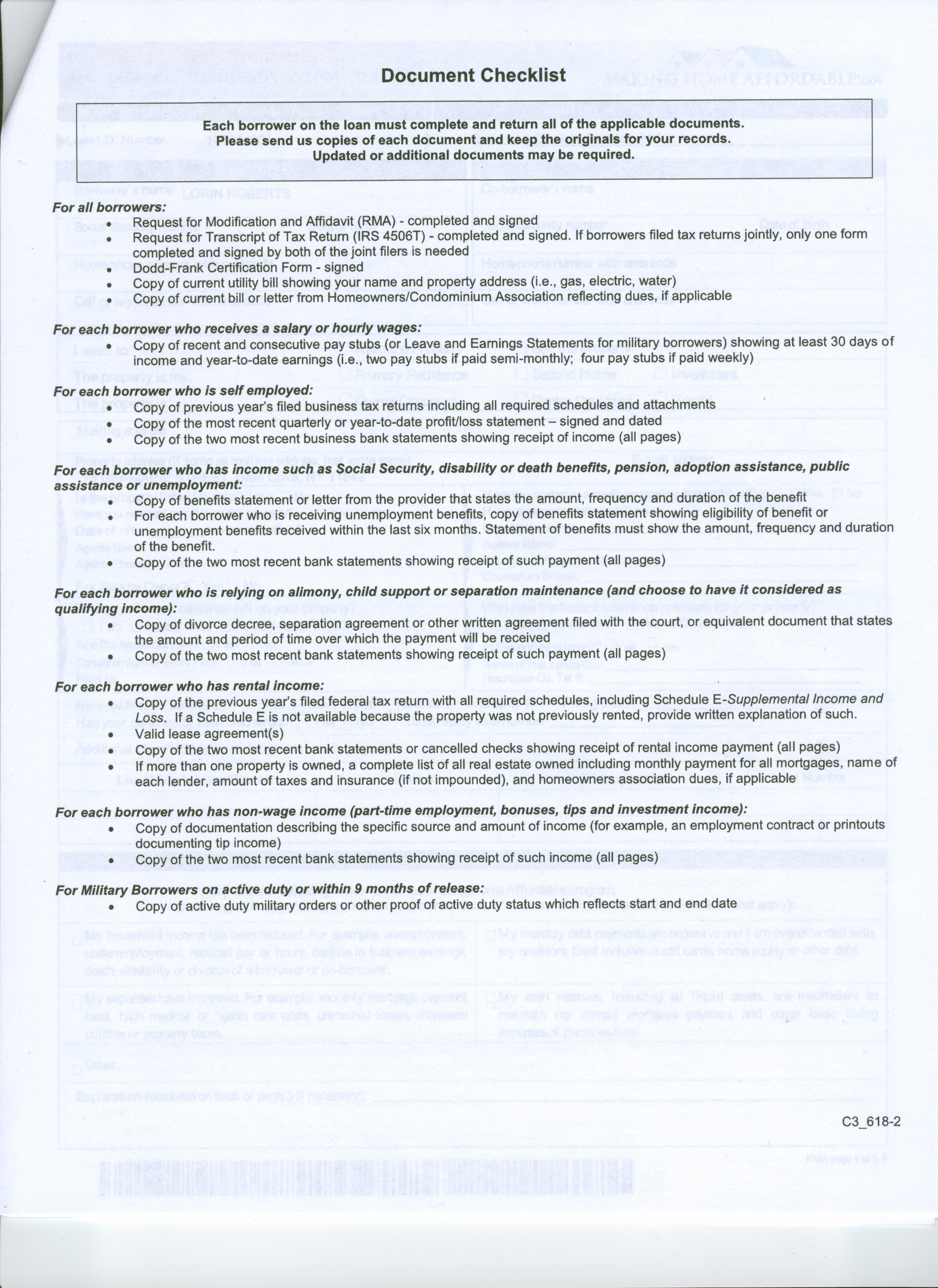 BOA Checklist Document